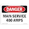 Signmission Safety Sign, OSHA Danger, 7" Height, 10" Width, Main Service 400 Amps, Landscape OS-DS-D-710-L-1962 - alternate 1